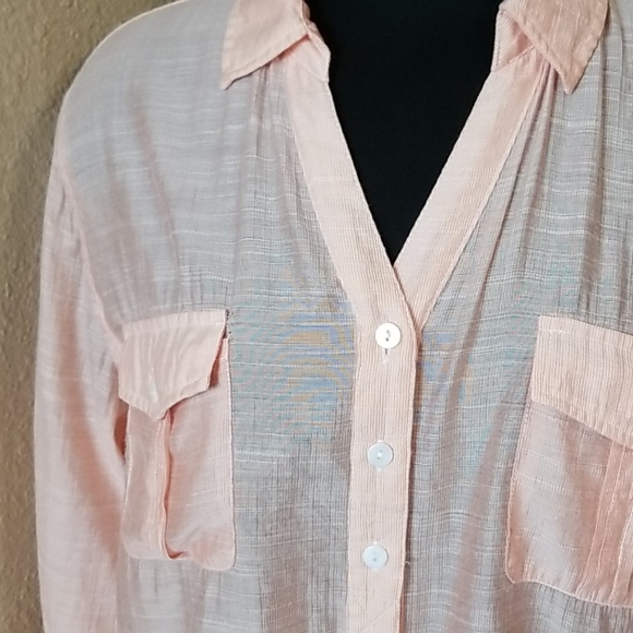 Chicos Button Front Long Sleeve Semi Sheer… - Picture 2 of 6